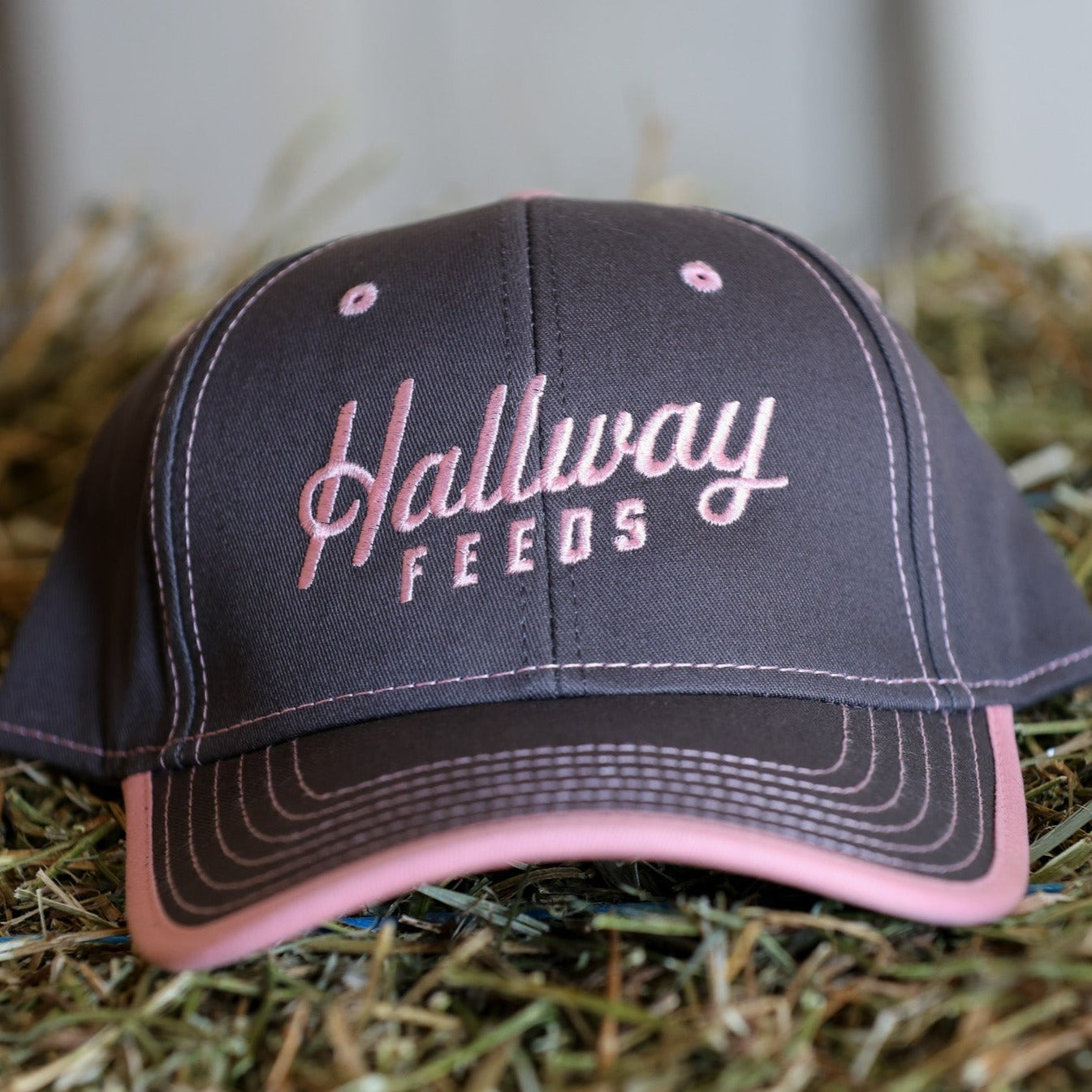 Ladies Cap - pink on gray