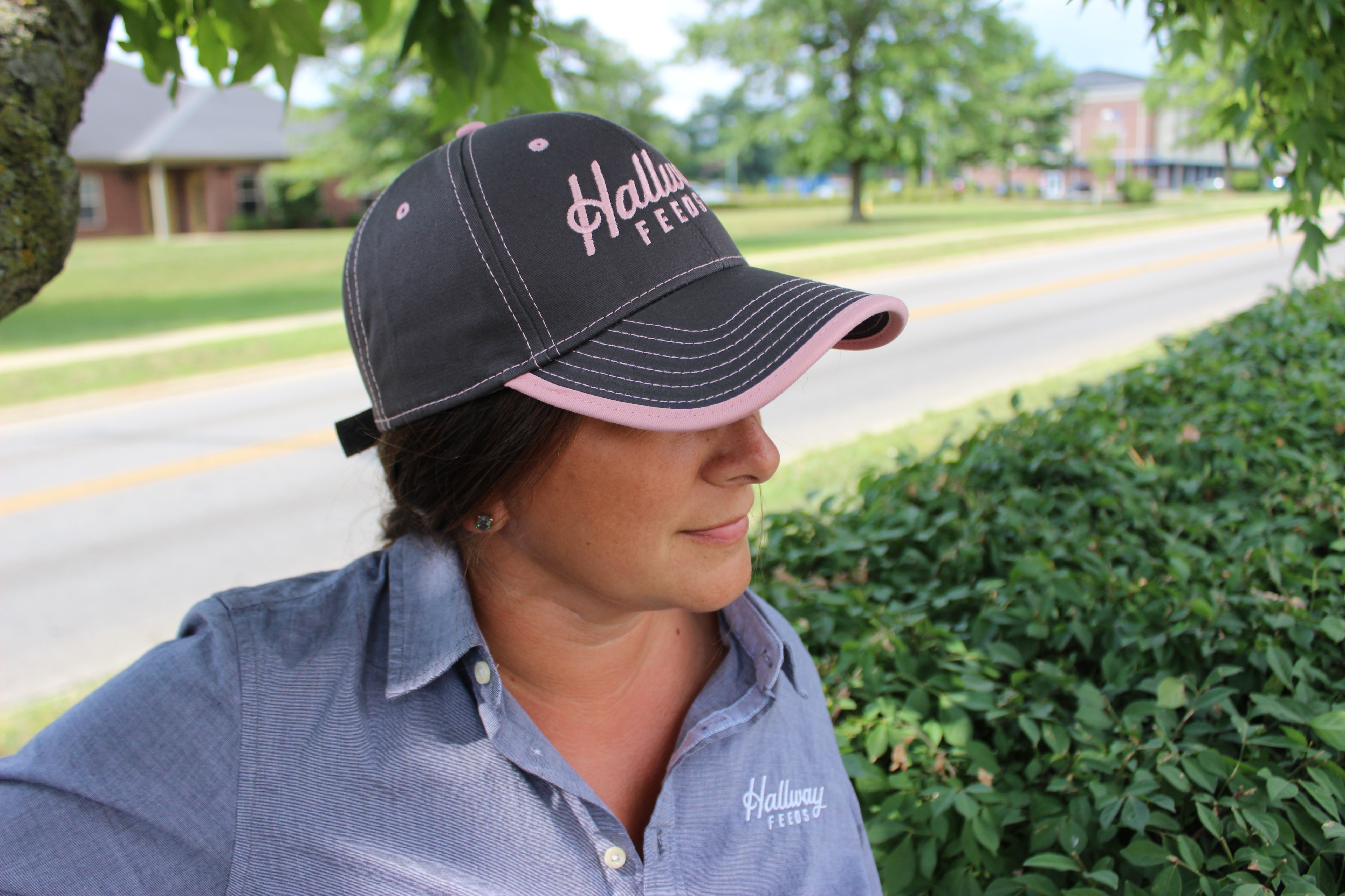 Ladies Cap - pink on gray