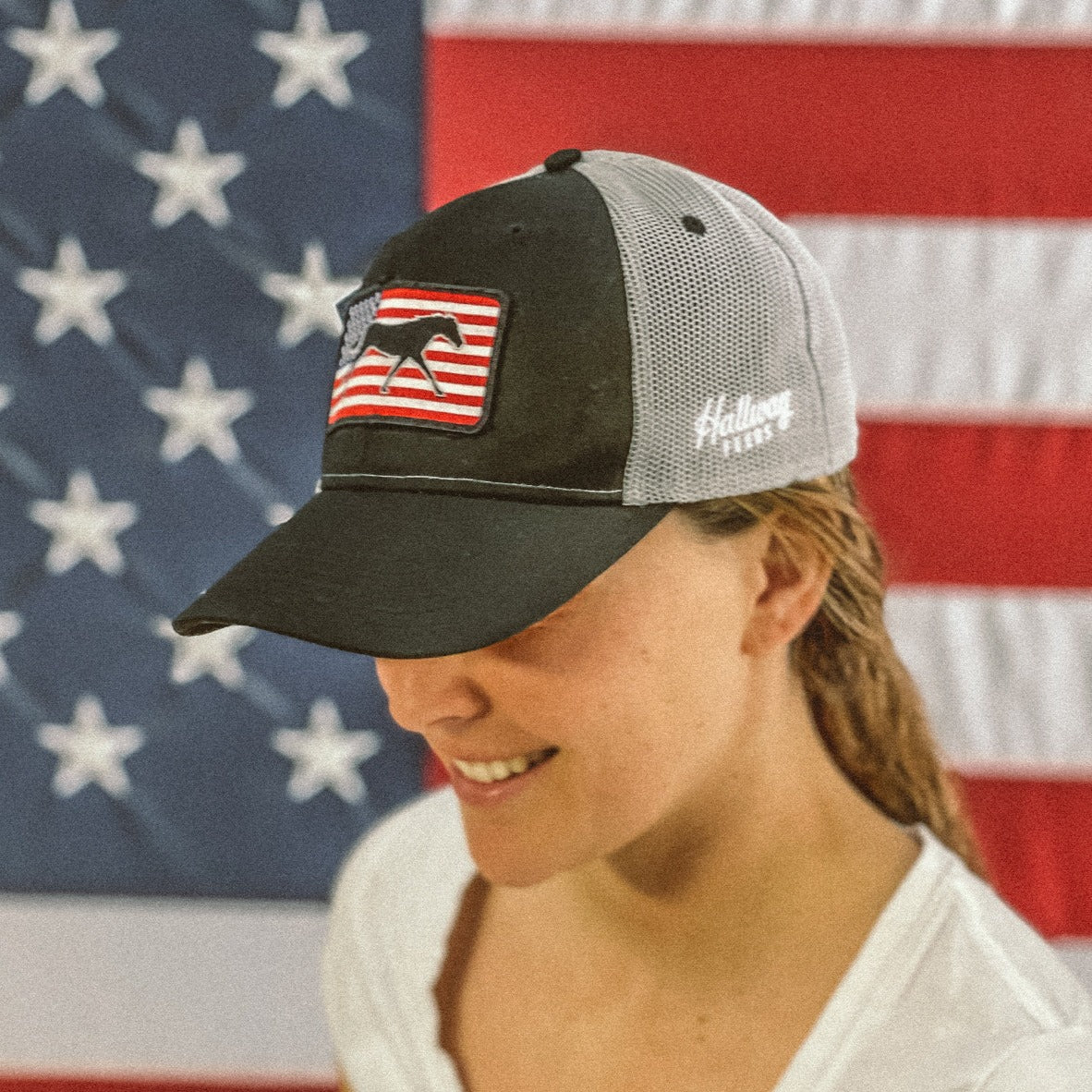 American Flag Patch Hat - Black