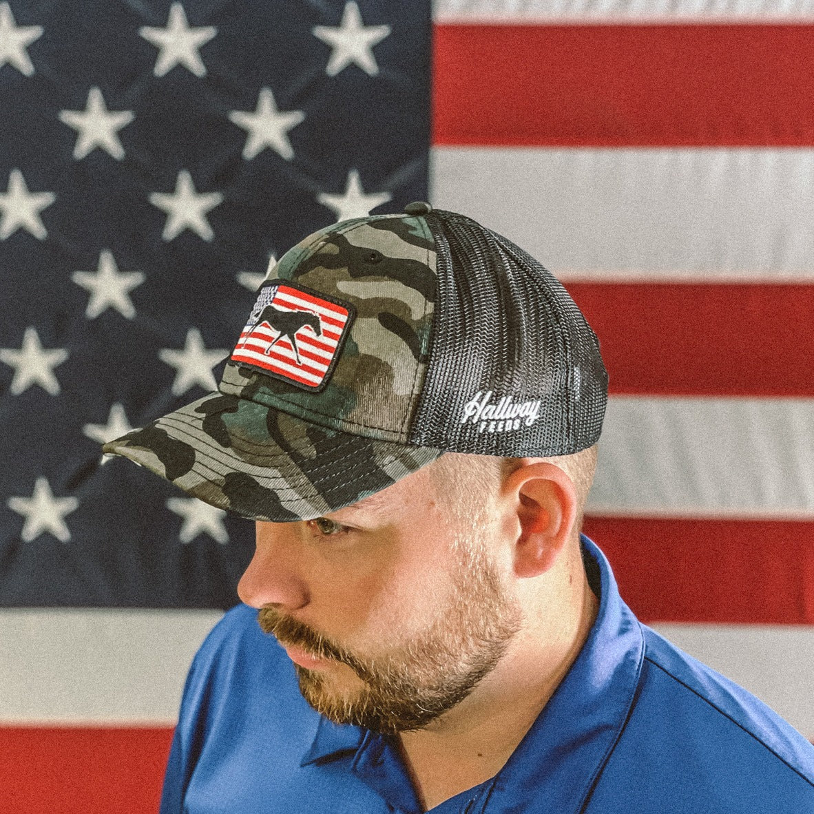 American Flag Patch Hat - Camo