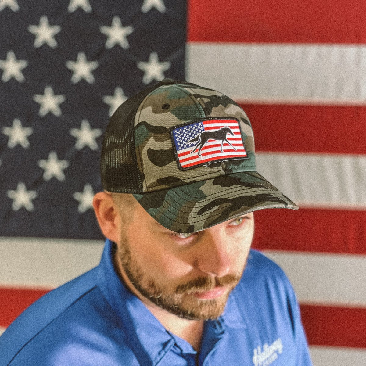 American Flag Patch Hat - Camo