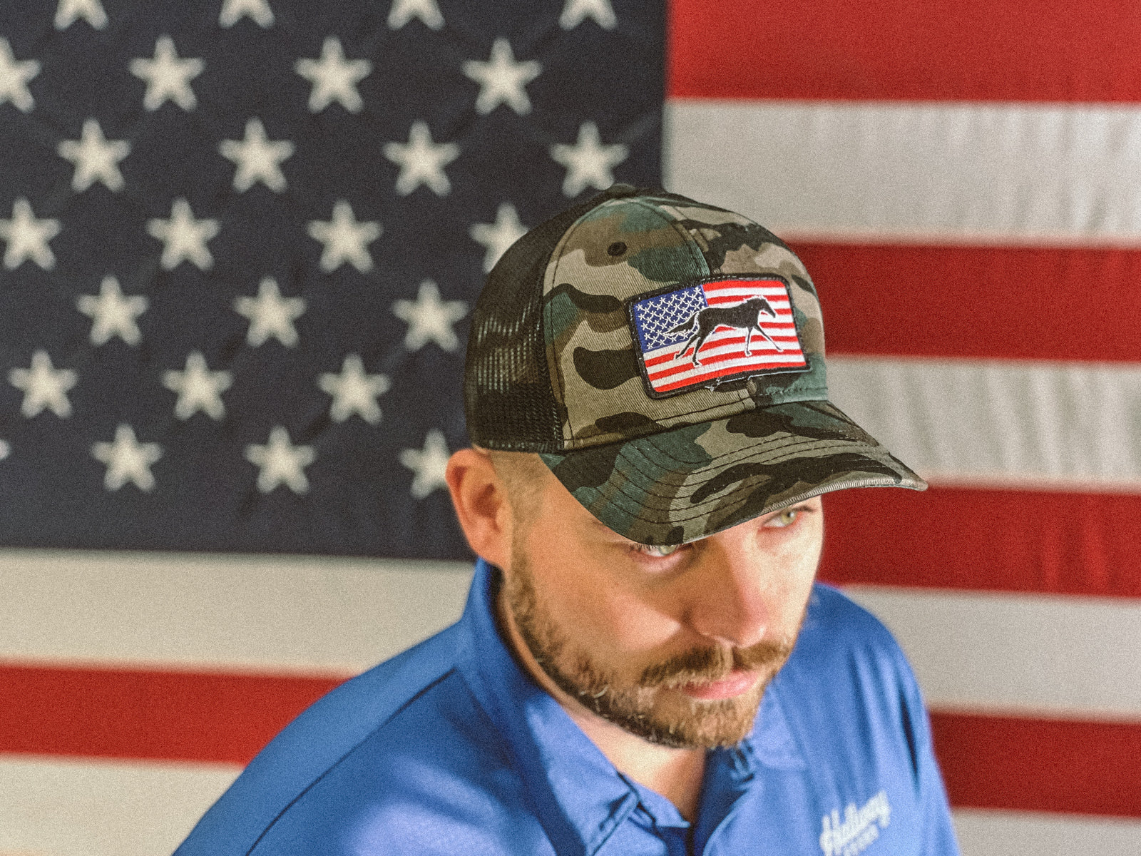 American Flag Patch Hat - Camo